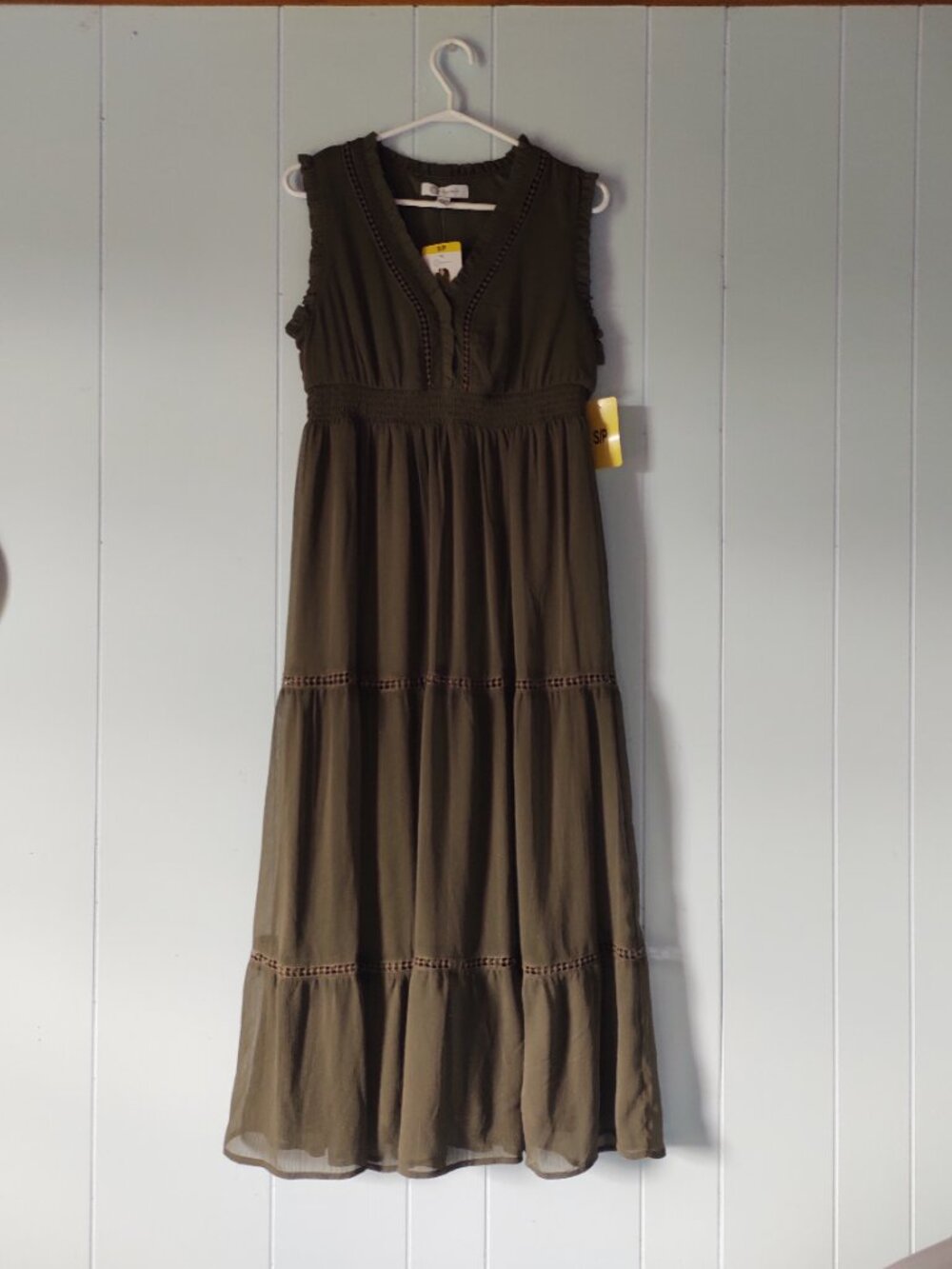 Cristina B. Women's Sleeveless Olive Green Maxi Dress